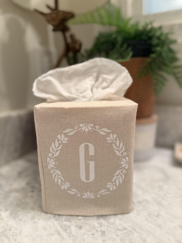 Custom Tissue Box Holder with Monogram