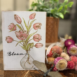 Blooming Tulips Wood Block