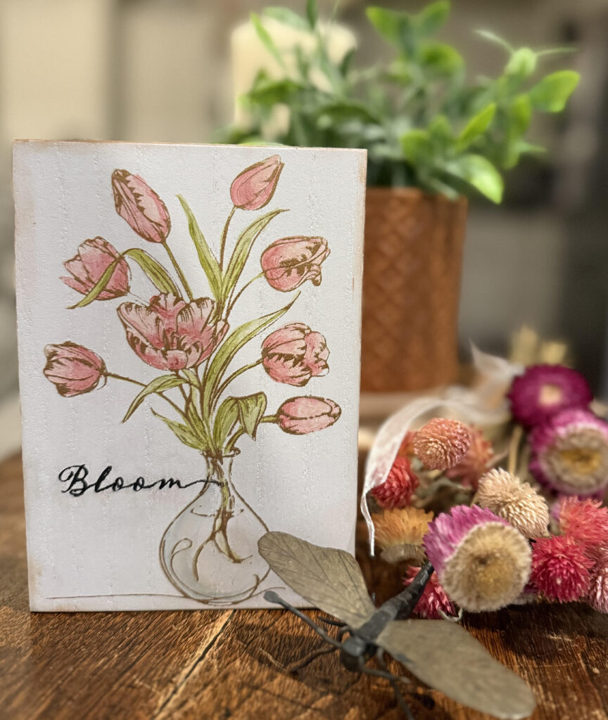 watercolor tulips with chalk