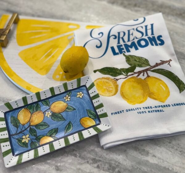 Lemon Dishtowel and Tray