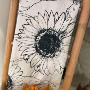 Fall- Black and White SunflowerTea Towel with shipping included