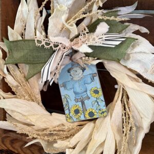 Fall Caramel Apple Party- Corn husk Wreath with Scarecrow Wreath including Shipping