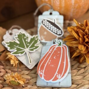 Fall-Set of Three Fall Wooden Tags with Shipping Included