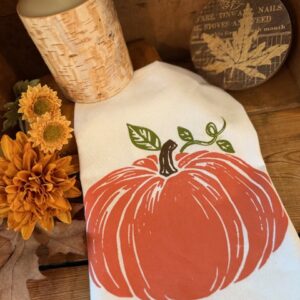 Fall-Classic Orange Pumpkin Cotton Dishtowel with Shipping Included