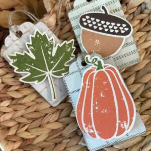 KIT-6 Fall Tags (Pumpkin, Acorn, and Leaf) with Shipping Included